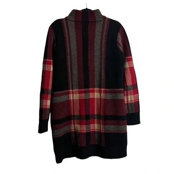 Anne Klein Vintage Plaid Lion Brooch Buckle Sweater Jacket Size Large - Picture 2 of 7